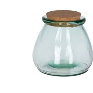 Glas active Voorraadpot met kurken deksel, gerecycled glas,Ø 10 x 11 cm