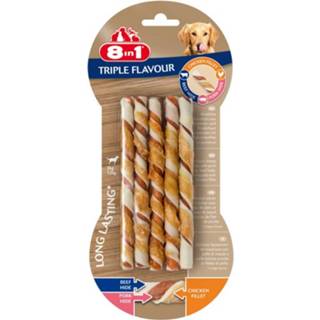 👉 Hondensnack 8IN1 Triple Flavour Twisted Sticks - 10 stuks 4048422144601