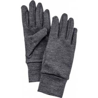 👉 Hand schoenen 10 uniseks grijs zwart Hestra - Heavy Merino 5 Finger Handschoenen maat 10, zwart/grijs 7332540878065