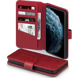 👉 Portemonnee rood echt leer ruimte voor papiergeld bookwallet flip hoes Qubits - luxe lederen wallet iPhone 11 Pro Max 5053102853925