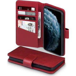 👉 Portemonnee rood echt leer ruimte voor papiergeld bookwallet flip hoes Qubits - luxe lederen wallet iPhone 11 Pro 5053102853901