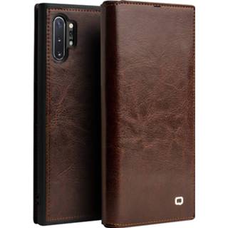 👉 Portemonnee bruin echt leer ruimte voor papiergeld bookwallet flip hoes Qialino - lederen luxe wallet Samsung Galaxy Note 10 Plus 9145425555023