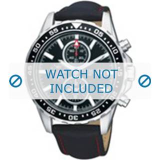 👉 Pulsar horlogeband PT3163X1 Leder Zwart 22mm + rood stiksel