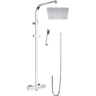 👉 Hoofddouche chroom messing thermostatisch linosa opbouw hendel keramisch rechthoek variabel Regendoucheset Lacus 101x45 cm Verchroomd met Rechthoekige 8719304513339