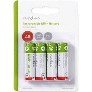 👉 Batterij Nedis oplaadbare AA NiMH batterijen / 1300 mAh - 4 stuks 5412810267088