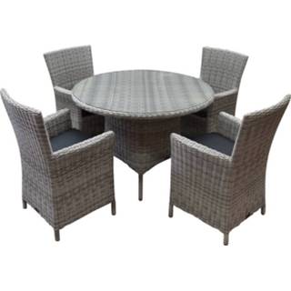 👉 Tuinset wit wicker active Capri Riccione dining 110 cm rond 5-delig
