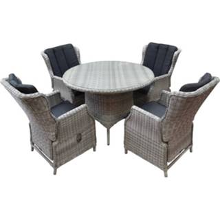 👉 Tuinset wit wicker active Darwin Riccione dining 110 cm rond 5-delig verstelbaar