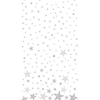 👉 Kerstversiering active wit papier zilveren Kerst versiering papieren tafelkleed met sterren print 138 x 220 cm