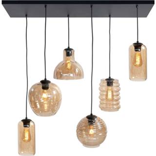 👉 Hanglamp glas Fantasy 6 lichts L 100 x B 35 cm amber