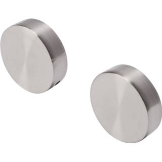 👉 Gordijnroede Ø20 mm RVS-look knop plat 2 stuks 8718848048390