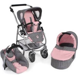 👉 Poppenwagen grijs roze meisjes kleurrijk BAYER CHIC 2000 Combi 3 in 1 EMOTION ALL Melange - 4004181637150