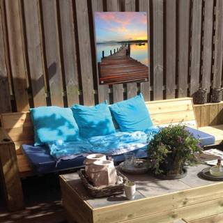 👉 Blauw active PVC Tuinposter - zonsopkomst 100x70cm