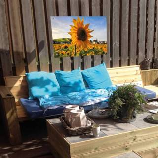 👉 Zonnebloem blauw active PVC Tuinposter - 100x70cm