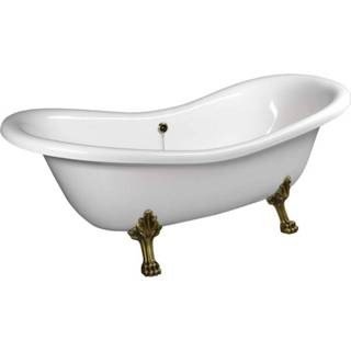 👉 Vrijstaand bad wit composiet ovaal charleston Sapho 188x80x71 cm met Leeuwenpoten Brons 8590729039600