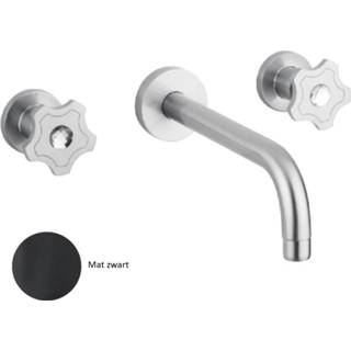 👉 Wastafelmengkraan zwart Inbouw Sanimex Giulini Tweeknops 25 cm Inclusief G-Link Inbouwdeel Mat 8029270199773