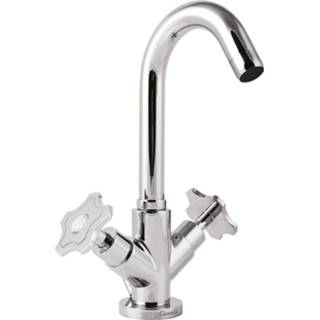 👉 Wastafelkraan chroom Sanimex Giulini Opbouw Tweegreeps Draaibare Uitloop Met Pop-Up 8029270134040