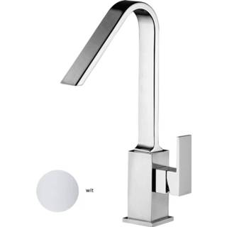 👉 Wastafelkraan wit messing mengkraan zonder waste giulini opbouw hendel keramisch standaard perlator Sanimex Hoge Uitloop Pop-Up 8029270224574