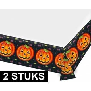 👉 Tafellaken Halloween - 2x Pompoenen tafellaken/tafelkleed 137 x 243 cm