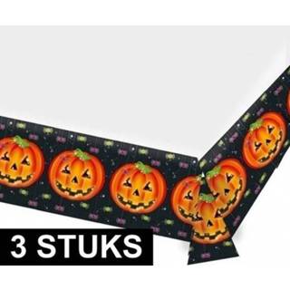 👉 Tafellaken Halloween - 3x Pompoenen tafellaken/tafelkleed 137 x 243 cm