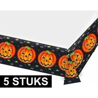 👉 Tafellaken Halloween - 5x Pompoenen tafellaken/tafelkleed 137 x 243 cm