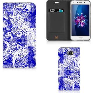 👉 Blauw Mobiel BookCase Huawei Y5 2 | Y6 Compact Angel Skull 8718894607411
