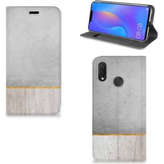 Portemonnee Huawei P Smart Plus Book Wallet Case Wood Concrete 8720091831513