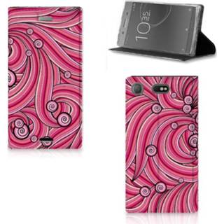 👉 Roze Sony Xperia XZ1 Compact Bookcase Swirl Pink 8718894801024