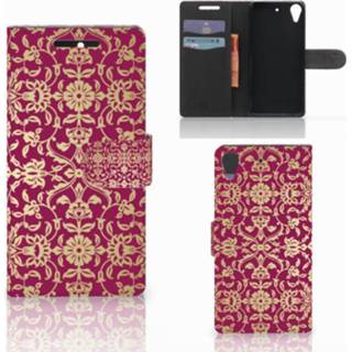 👉 Portemonnee roze Wallet Case HTC Desire 628 Barok Pink 8718894862292