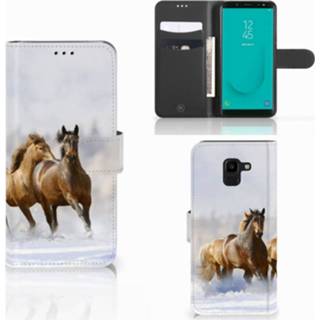👉 Telefoon hoes Huawei P Smart Telefoonhoesje met Pasjes Paarden 8718894640104