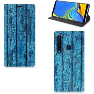 👉 Portemonnee blauw Samsung Galaxy A9 (2018) Book Wallet Case Wood Blue 8720091068421