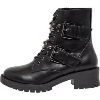 👉 Laarzen leer vrouwen zwart Leren Studded veter