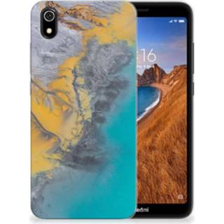 Siliconen hoesje blauw goud Xiaomi Redmi 7A TPU Marble Blue Gold 8720091412767