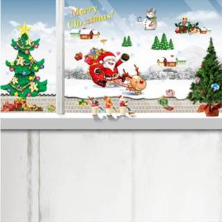 👉 Kerstboom slee Santa Claus venster glazen deur verwisselbare kerst muur sticker Decoretion 6922621878667