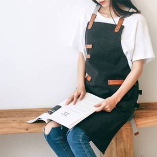 👉 Schort zwart canvas Gewassen chef-kok Cafe Shop BBQ-Kapper schorten (zwart) 8006405310791