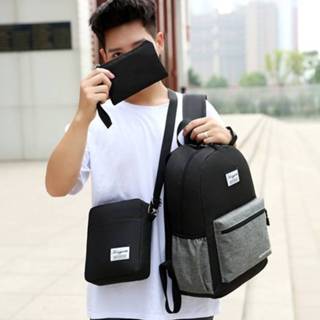 👉 Handtas zwart nylon vrouwen 3 in 1 kleur bijpassende dubbele schouders tas dames school rugzak met USB-poort (kleur: formaat: OneSize) 6922686035630