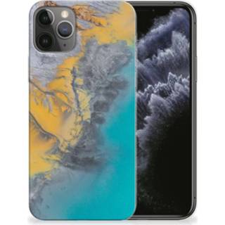 👉 Siliconen hoesje blauw goud Apple iPhone 11 Pro TPU Marble Blue Gold 8720091592681