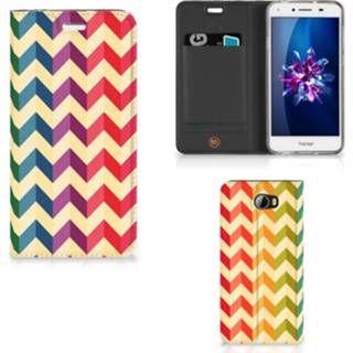 👉 Huawei Y5 2 | Y6 Compact Hoesje met Magneet Zigzag Multi Color