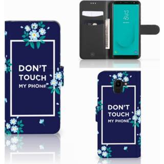 👉 Samsung Galaxy J6 2018 Portemonnee hoesje Flowers Blue DTMP
