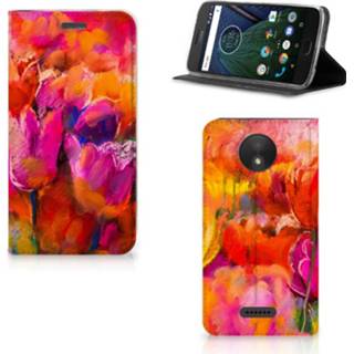 👉 Bookcase Motorola Moto C Plus Tulips