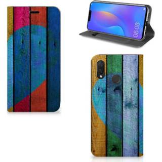 👉 Huawei P Smart Plus Book Wallet Case Wood Heart - Cadeau voor je Vriend