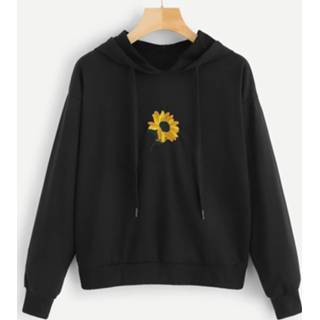 👉 Sweater zwart S M L Casual Bloemen Borduurwerk