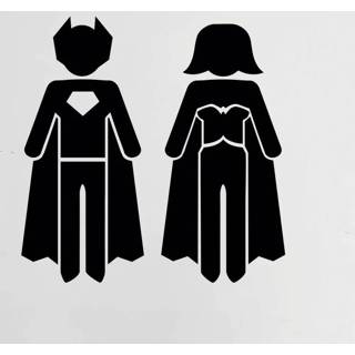 👉 Deursticker nederlands mannen vrouwen Deurstickers toilet superhelden man en vrouw