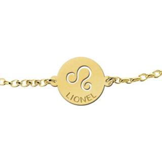 👉 Gouden Armband met Ronde Leeuw Sterrenbeeld Naamhanger > Names4ever