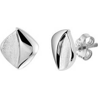 👉 Oorknop zilver rhodium active Square Oorknoppen van Mat met Gepolijst en