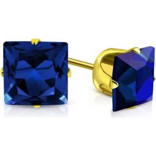 👉 Oorknop goudkleurige zeeblauwe mannen active Oorknoppen met Zirkonia