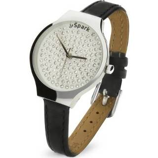 👉 Swarovski Horloge met Donkergrijs Lederen Horlogeband van Spark