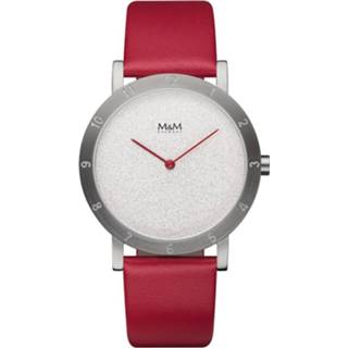 👉 Zilverkleurig Numbers Unisex Horloge met Rode Horlogeband van M&M