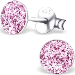 👉 Oorbel roze active meisjes Ronde Glitter Oorbellen voor