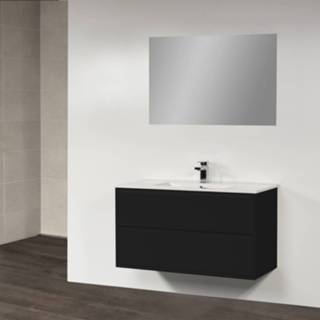 👉 Zwart MDF New Future Badkamermeubelset 100cm Hoogglans 8719304526322
