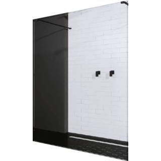 👉 Inloopdouche zwart glas wandsteun helder Pro Line NANO Antikalk coating verschillende afmetingen BWS Vrijstaande met Twee Stabilisatiestangen Mat (13 varianten) 8719304513964